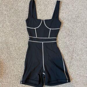 WeWoreWhat Black Jumpsuit with White Stitching